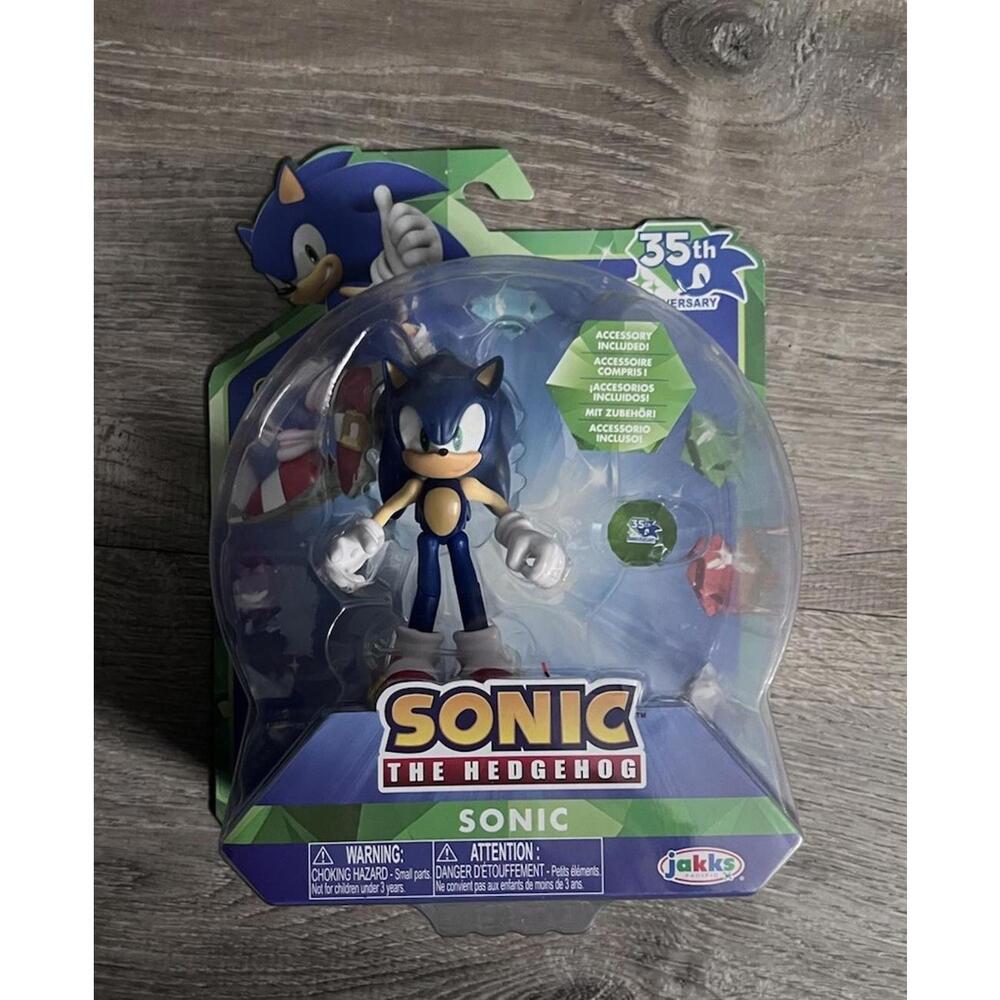Sonic The Hedgehog 35th Anniversary 4” Figure w/ Chaos Emerald Jakks Pacific NEW